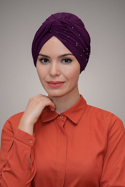 HÜRREM BONE Φούξια Πρακτικό Περιτύλιγμα Hijab Bonnet Αμμώδες ύφασμα με χάντρες 1870_20