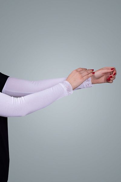 HÜRREM BONE Λευκό Hijab Μανίκι Βισκόζη Ύφασμα Δαντέλα 1002_42