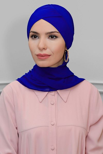 HÜRREM BONE Saks M. Practical Ready-Made Hijab Bonnet Αμμώδες ύφασμα σταυρός με κορδόνι σιφόν κασκόλ 1801a_24