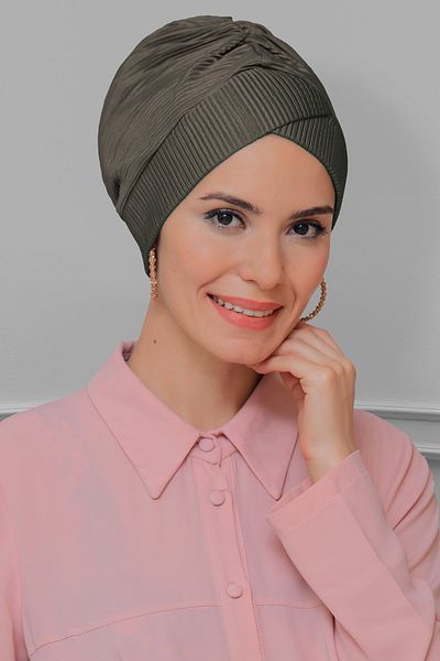 HÜRREM BONE Βιζόν Πρακτικό έτοιμο κουμπωτό Hijab Bonnet Fukuro Πλισέ σταυρό κορδόνι 1822_10