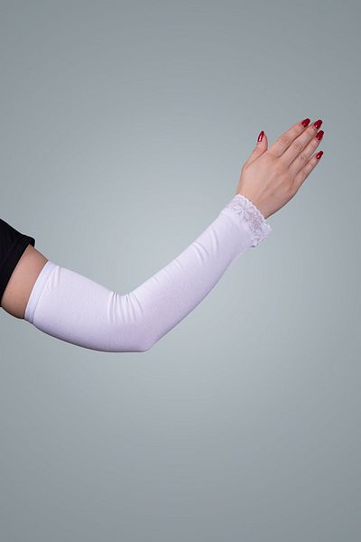 HÜRREM BONE Λευκό Hijab Μανίκι Βισκόζη Ύφασμα Δαντέλα 1002_42