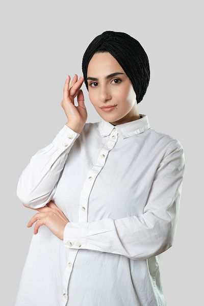 HÜRREM BONE Μαύρος Σταυρός Μαζευμένος Πλισέ Hijab Bonnet Fukuro Self Patterned 2316_01