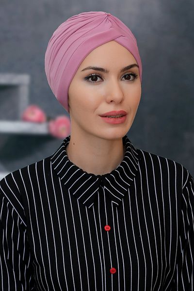 HÜRREM BONE Αποξηραμένο τριαντάφυλλο Πρακτικό έτοιμο κουμπωτό Hijab Bonnet Sandy Fabric Crowned Gathered 1208_18