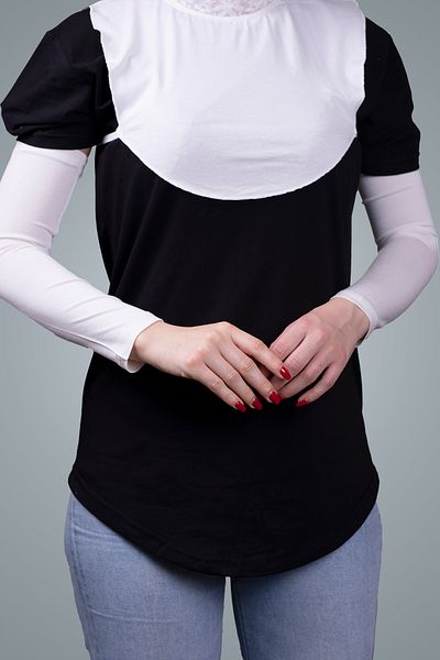 HÜRREM BONE Κρέμα Hijab Oversleeve Viscose Fabric Plain 1001_40