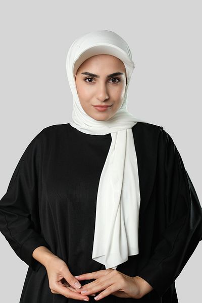 HÜRREM BONE Κρέμα Practical Prepasted Hat Hijab Shawl Sandy Plain 3008_40