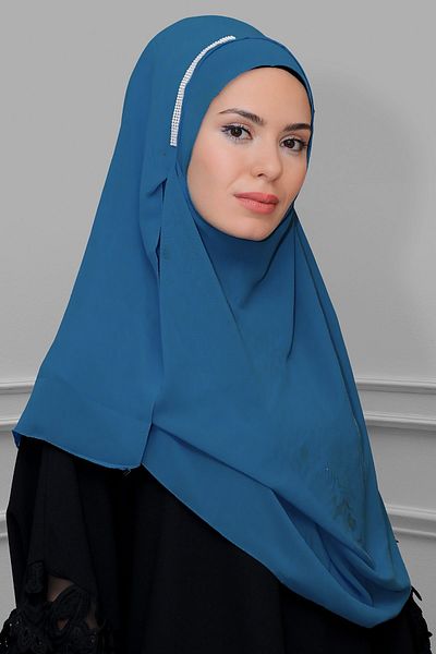 HÜRREM BONE Μαλαισιανό σιφόν πέτρινο σάλι - Practical Ready-Made, Indigo 1850_34