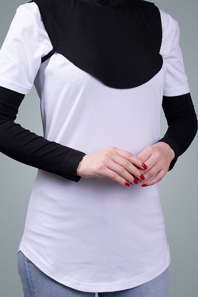 HÜRREM BONE Black Hijab Arm Sleeve Viscose Fabric Laced 1002_01
