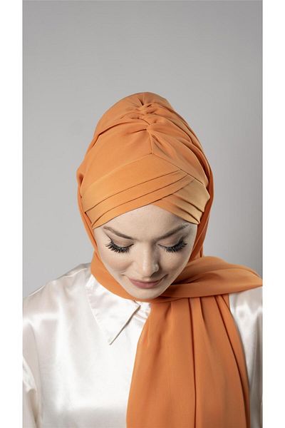 HÜRREM BONE Gold Practical Ready Interlocking Bone Shawl Chiffon Fabric Self-bonded Three-Striped 1451_03