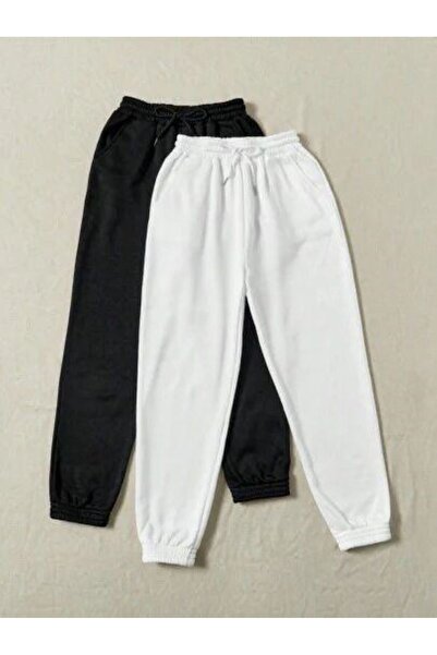 FİTGO Dvodelni crno-beli debeli Elastični porub trenirke