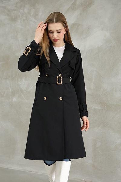 IŞILDA FASHION Women's Clothing Buttoned 105 cm Trench Coat