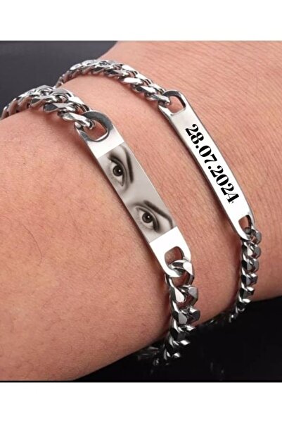 Doğaltaş Kişiye Özel Yazılı Paslanmaz Çelik Bileklik + Yazılı Çelik Bileklik ...