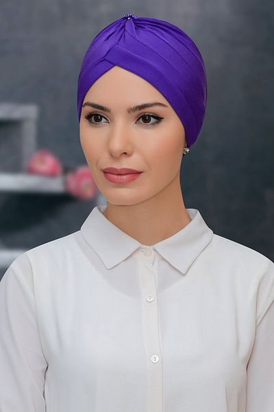 HÜRREM BONE Μωβ Πρακτικό έτοιμο κουμπωτό χιτζάμπ καπό αμμώδες ύφασμα με κορδόνι 1208_22