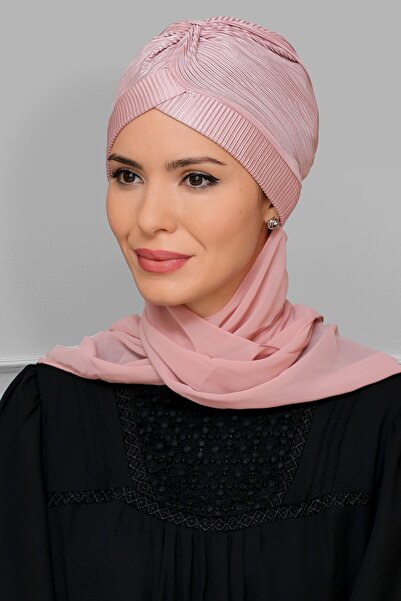 HÜRREMBONE SARAYDAN GELEN GÜZELLİK حجاب فوري عملي من الشيفون مع وشاح مطوي ورب...