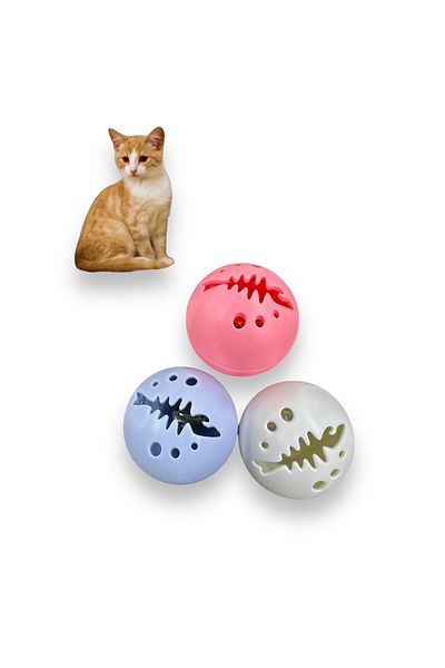 Kiwi pet 3-Piece Plastic Cat Ball Toy with Bells and Lights