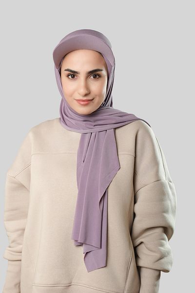 HÜRREM BONE Λιλά Πρακτικό Έτοιμο Καπέλο Σάλι Hijab Sandy Plain 3008_28
