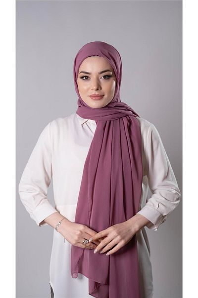 HÜRREM BONE Dusty Rose Practical Ready-made Σάλι Σιφόν Υφασμάτινο Καπάκι Hijab 3009_18