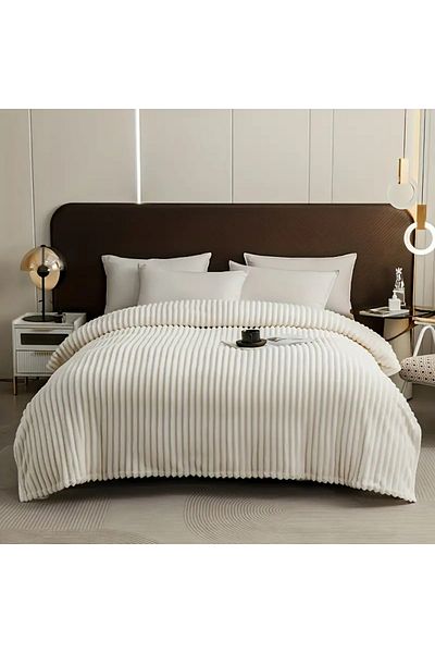 textile dünyası Wellsoft Striped Tv Blanket - Single and Double