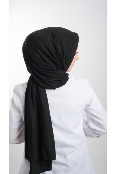 HÜRREMBONE SARAYDAN GELEN GÜZELLİK Black Practical Ready-To-Wear School Shawl Knitted Fabric Plain 2118_01