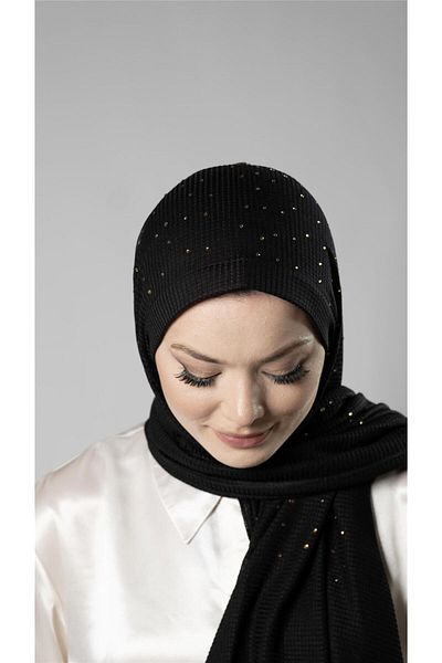 HÜRREM BONE Țesătură tricotată, practic, practic, gata făcută, șal cu piatră 2118T_01