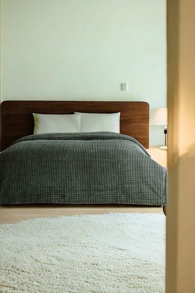 Özdilek Khaki Green Colored Pyramid Blanket - Double, 220X240Cm
