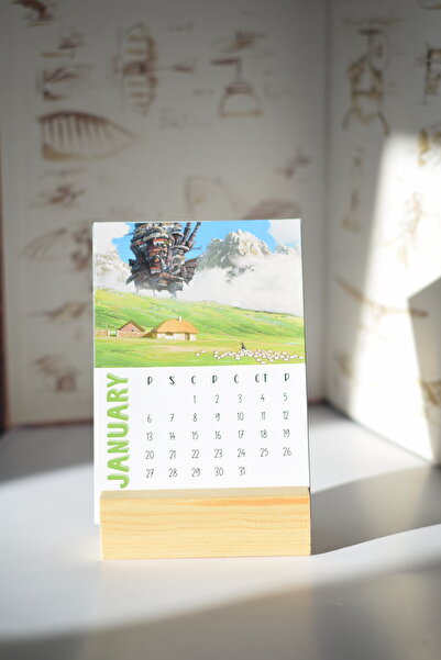 GÖKÇETasarım 2026 Studio Ghibli Desk Calendar (İngilizce) / Anime Aesthetic Calendar