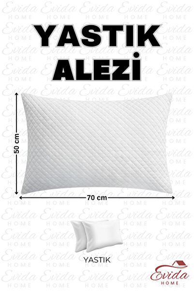 Evida 12 Adet Kapitoneli  Antibakteriyel Fermuarlı Yastık Koruyucu Alez - 50x70 cm - Yastık Kılıfı