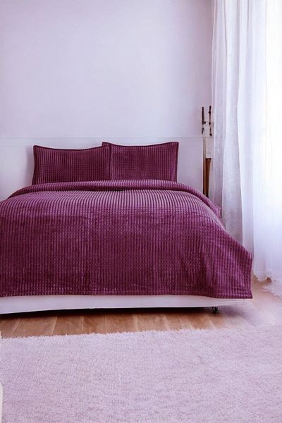 Özdilek Double Pyramid Blanket - Plum Color, 220X240Cm