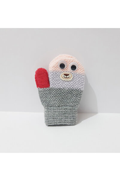 renkli çiçekler Çocuk Eldiven 1-3 Yaş Kız Çocuk Eldiveni Figürlü Örme Eldiven