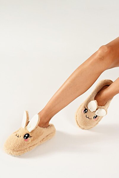 Beyond Women's Tan Rabbit Soft Furry Gondola House Slippers 3cm Byndfkb01