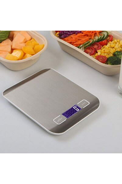 Luxury Digital Kitchen Scale 5 Kg 1 Gr Precision Stainless Steel + Battery