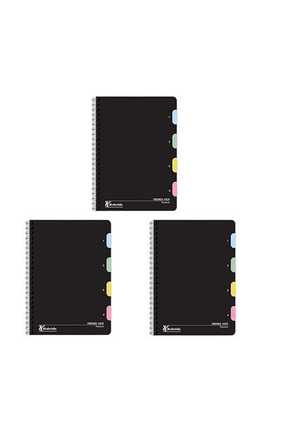 KESKİN COLOR Caiet Premier 17x24 cm - 120 Yp, copertă PP în carouri, 4 compartimente pe spirală, 4x30 coli - set de 3