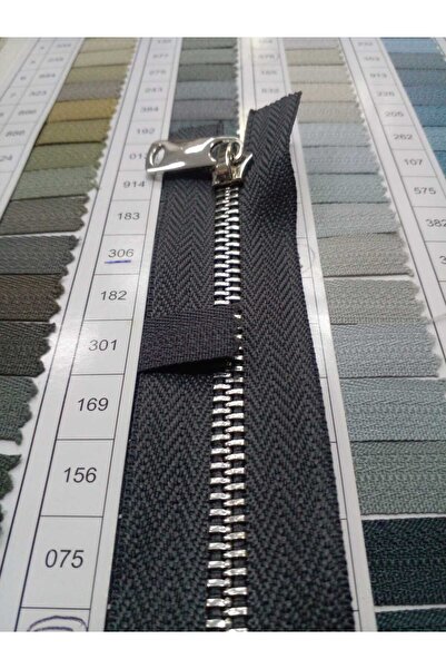 enSarüx 85 Cm 1 Adet fermuar Koyu Gri 5 No Metal Parlak Gümüş Diş Separe altt...