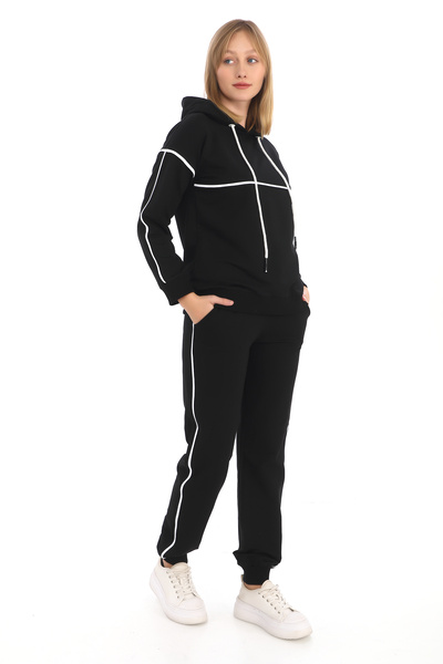 zitex Συμπαγές σετ φόρμας από χτενισμένο βαμβάκι με λεπτομέρειες στο μπροστιν...