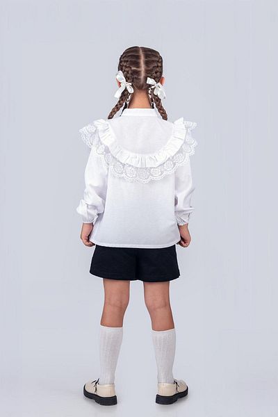 Trend Baby Kids Cămașă de școală pentru fete de 5-8 ani - festonată