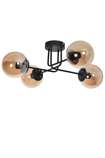 Modavize Sapphire Modern Design Living Room Bedroom Kitchen Black Color Honey Glass 4-Piece Chandelier