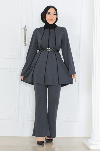 Bestenur Anthracite River Tunic and Pants Set - 1299