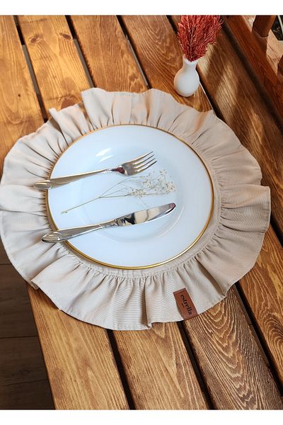 estrella paris Λιζαράκια LIZBON Vintage Μπεζ Στρογγυλά Σετ σερβιρίσματος 2 τεμαχίων - 40X40