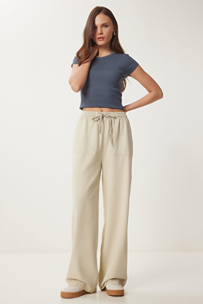 Lovelyİstanbul Široka nogavica i izbledeli efekat Denim Palazzo pantalone - K...