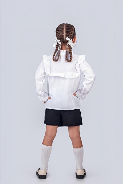 Trend Baby Kids Cămașă de școală pentru fete de 2-5 ani - guler cu volan