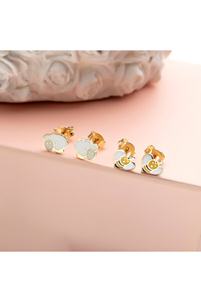 Ersöz Kuyumculuk 14 AYAR Sarı Altın Uğur Böceği Çocuk Küpe