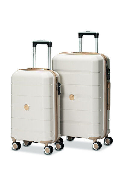 Fiyaka 2'li Orta&Küçük Polipropilen Süper esnek kırılmaz tekerlekli valiz bavul seyahat KEMİK