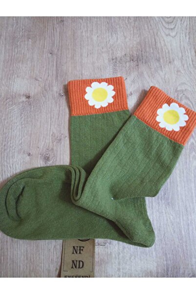 ENEFENDİ Зелени памучни чорапи - безшевни, размер 36-40 Дейзи