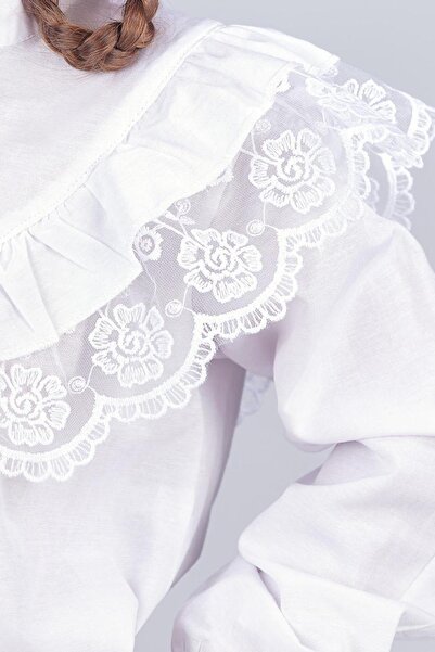 Trend Baby Kids Cămașă de școală pentru fete de 5-8 ani - festonată