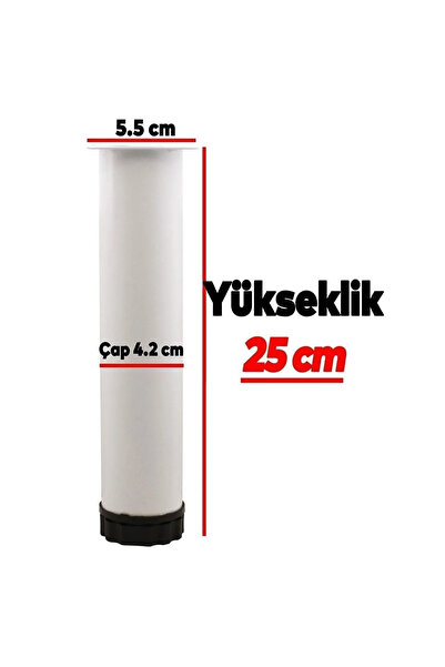 NUBLADO Metal 25 Cm Ayarlanabilir Beyaz Koltuk Baza Mobilya Kanepe Yükseltici Destek Ayağı Ayakları.