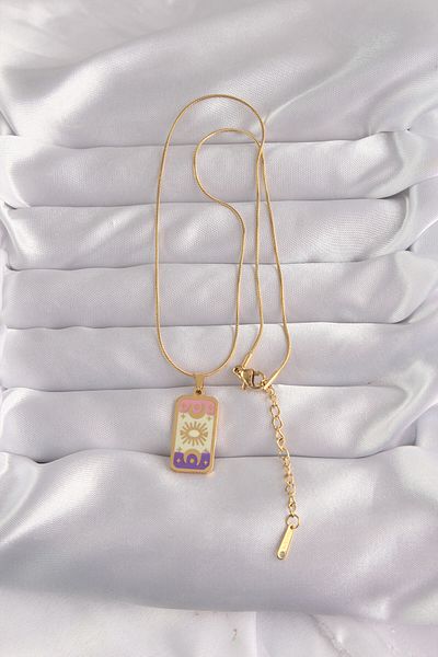 Skygo 316L Steel Gold Color Mixed Enamel Moon Figure Tarot Necklace - Tj-Bko9032