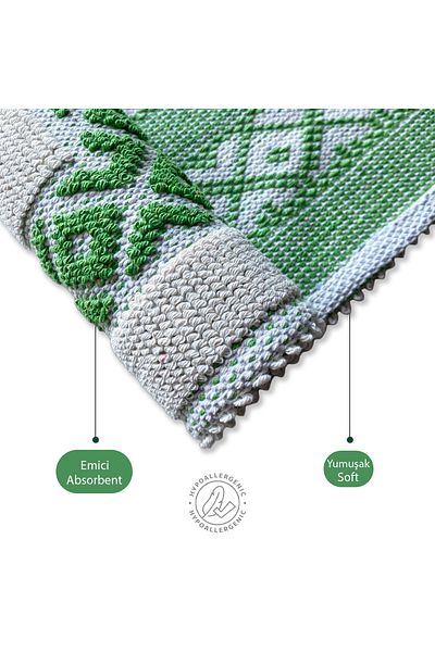 Bonny Home Soffy Cream and Green 50x70 cm Χαλάκι μπάνιου 100% φυσικό βαμβάκι Πετσέτα ποδιών (2 τεμάχια)