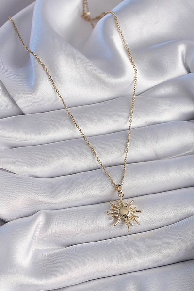Skygo 316L Steel Gold Color Chain Sun Figure Women's Necklace - Tj-Bko9432