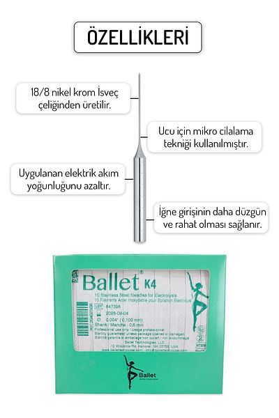 Ballet 1 Piece K4 Steel Hair Removal Needle Original K4 Silver Needle