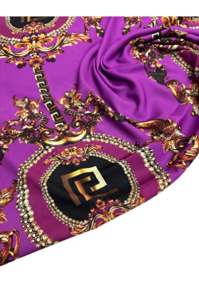 ipekkumaş Țesătură creponată pentru cămașă cu model baroc violet Produsul nos...