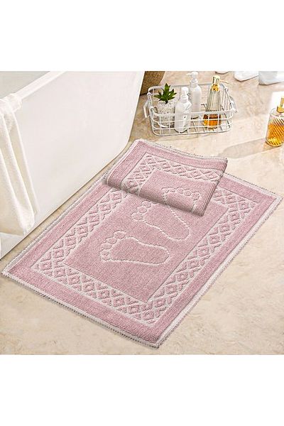 Bonny Home Soffy Pink and Pink Σετ 2 50x70 cm Χαλάκι μπάνιου 100% Φυσικό Βαμβάκι Πατάκια και Πετσέτες Ποδιών